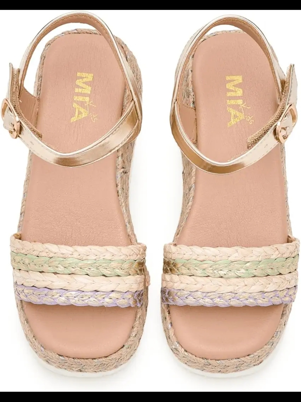 MIA Metallic Strap Zhara  Sandals with Pastel Braided Straps Sz 3